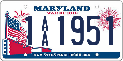 MD license plate 1AA1951