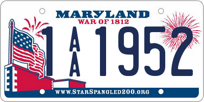 MD license plate 1AA1952