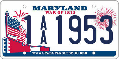 MD license plate 1AA1953