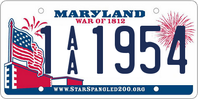 MD license plate 1AA1954