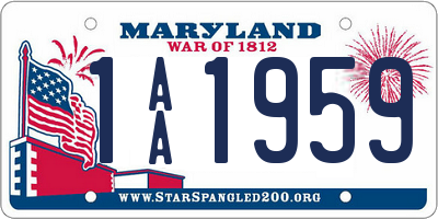 MD license plate 1AA1959