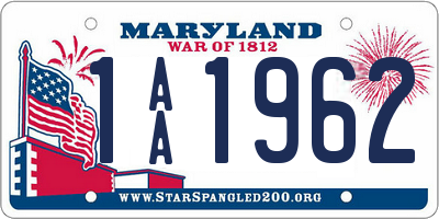 MD license plate 1AA1962