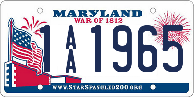 MD license plate 1AA1965