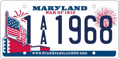 MD license plate 1AA1968