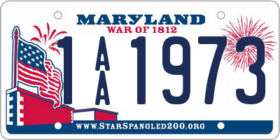 MD license plate 1AA1973