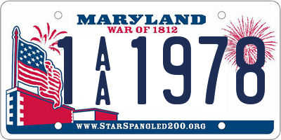 MD license plate 1AA1978