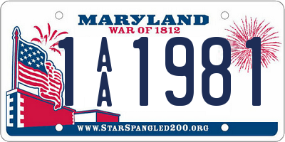 MD license plate 1AA1981