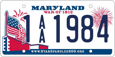 MD license plate 1AA1984