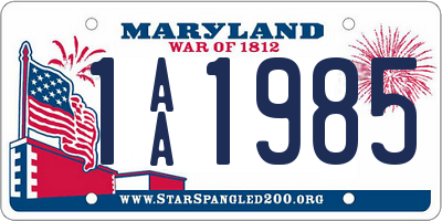 MD license plate 1AA1985