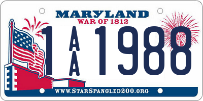 MD license plate 1AA1988