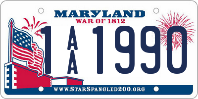 MD license plate 1AA1990