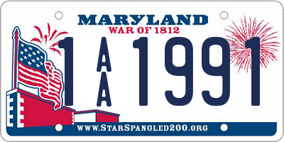 MD license plate 1AA1991