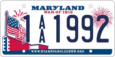 MD license plate 1AA1992