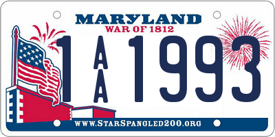 MD license plate 1AA1993