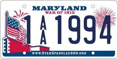 MD license plate 1AA1994