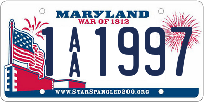 MD license plate 1AA1997