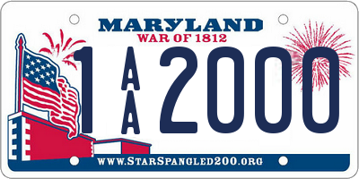 MD license plate 1AA2000
