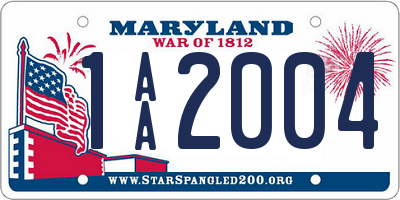 MD license plate 1AA2004