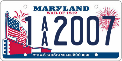 MD license plate 1AA2007