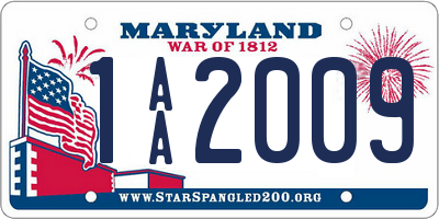 MD license plate 1AA2009