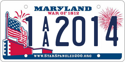 MD license plate 1AA2014