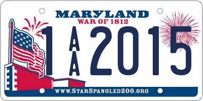 MD license plate 1AA2015