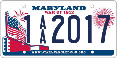 MD license plate 1AA2017