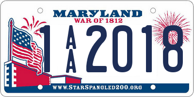 MD license plate 1AA2018