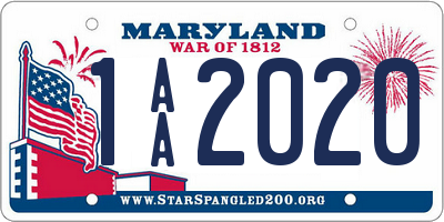 MD license plate 1AA2020