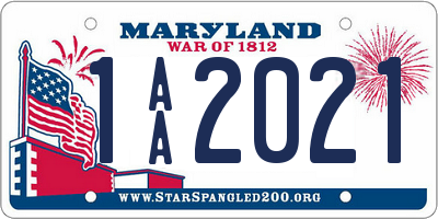 MD license plate 1AA2021