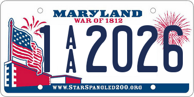 MD license plate 1AA2026