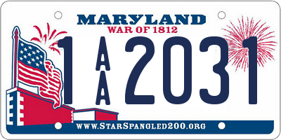 MD license plate 1AA2031