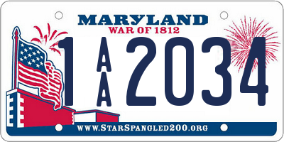 MD license plate 1AA2034