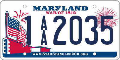 MD license plate 1AA2035