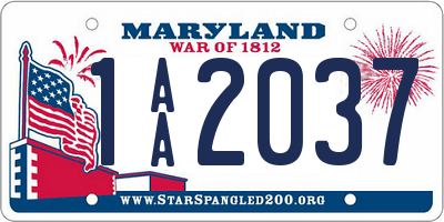 MD license plate 1AA2037