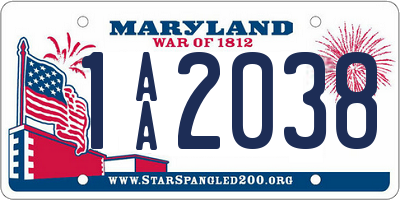 MD license plate 1AA2038