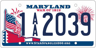 MD license plate 1AA2039