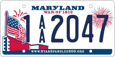 MD license plate 1AA2047