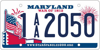 MD license plate 1AA2050