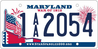 MD license plate 1AA2054