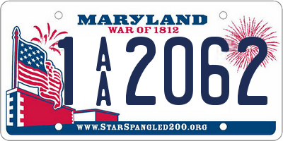 MD license plate 1AA2062