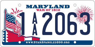 MD license plate 1AA2063