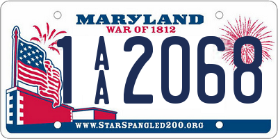 MD license plate 1AA2068