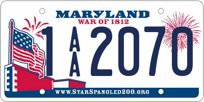 MD license plate 1AA2070