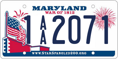 MD license plate 1AA2071