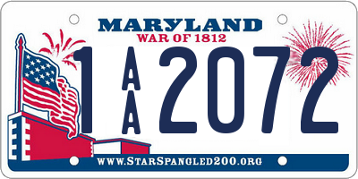 MD license plate 1AA2072