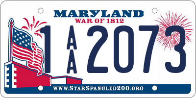 MD license plate 1AA2073