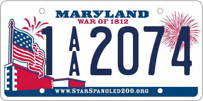 MD license plate 1AA2074