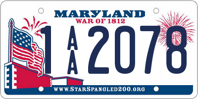 MD license plate 1AA2078