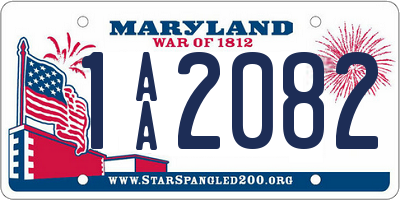 MD license plate 1AA2082